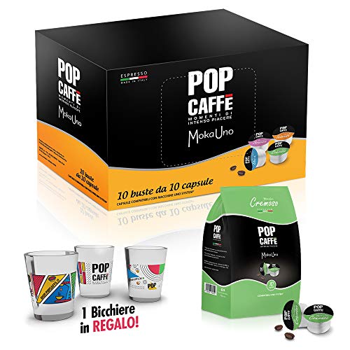 Pop Caffe  Moka Uno .2 Cremoso 100 capsule compatibili Uno System, Illy e Kimbo