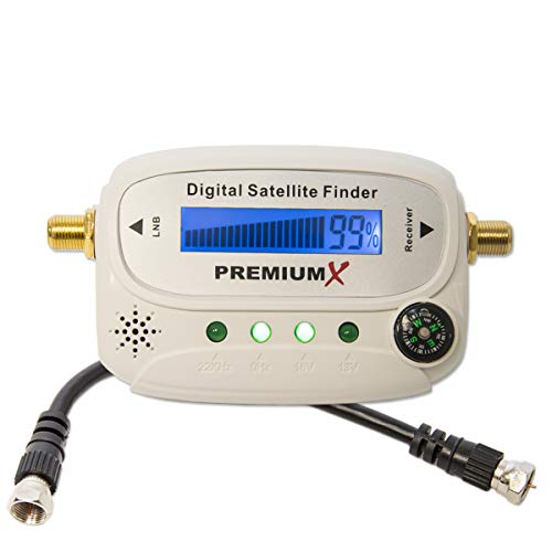 PremiumX PXF-20 Digital Sat Finder Display LCD Segnale sonoro Bussola Satellite Satellite Finder Dispositivo di misurazione Satfinder FullHD HDTV 4K