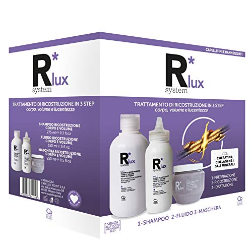R*System Lux - Trattamento Professionale di Ricostruzione Corpo e Volume Per Capelli Fini, Deboli e Sfibrati - Contiene lo Shampoo, il Fluido e la Maschera Ricostruzione Corpo e Volume
