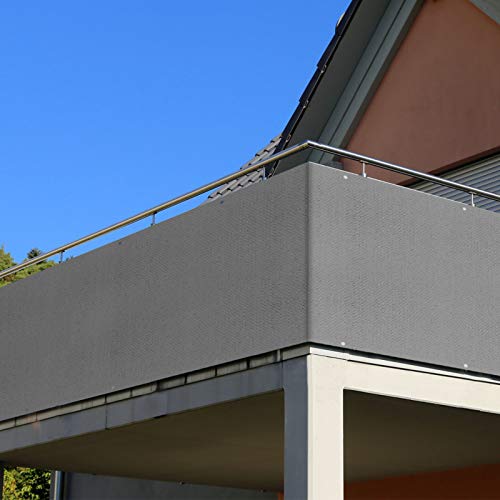 RATEL Frangivista Balcone Recinzione 75x500 cm con occhielli nessuna perforazione, protezione dal vento e protezione UV Paravento per balconi per ringhiere di balconi(antracite)
