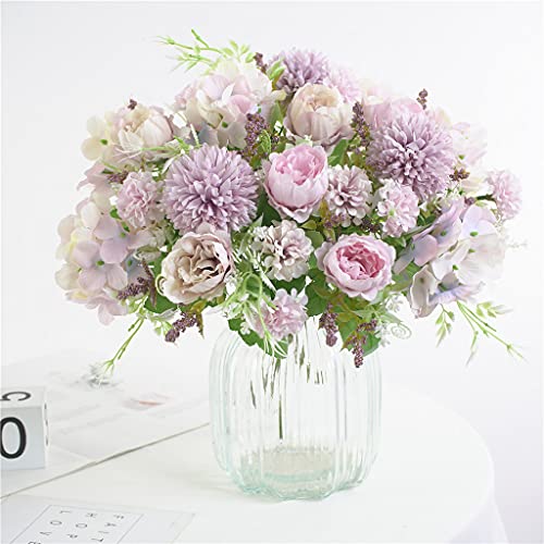 Rcbmn Bouquet di ortensie piccole peonie garofani in seta con rametti di plastic decorazione realistica fiori artificiali per matrimoni 2 confezioni