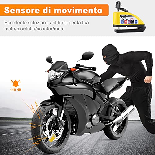 REAPP Bloccadisco Moto Lucchetto Moto Antifurto con Allarme Sonoro ...