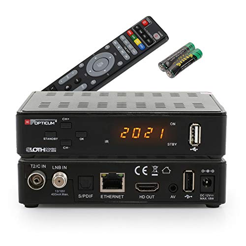 RED OPTICUM Sloth Combo Plus Mini I Ricevitore DVB-C DVB-T2 e DVB-S2 con Funzione di registrazione PVR I Combi-Receiver HD con display a LED - HDMI - S   PDIF - Ethernet - USB