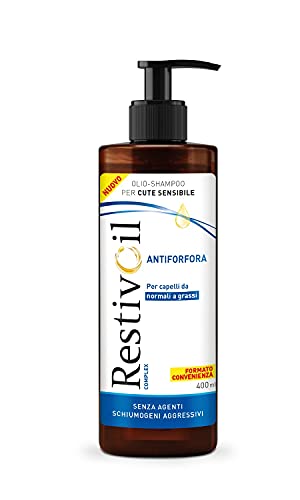 RestivOil Complex Shampoo Antiforfora per Capelli da Normali a Grassi, Olio Fisiologico con Azione Antiseborroica e Anti Prurito, 400 ml