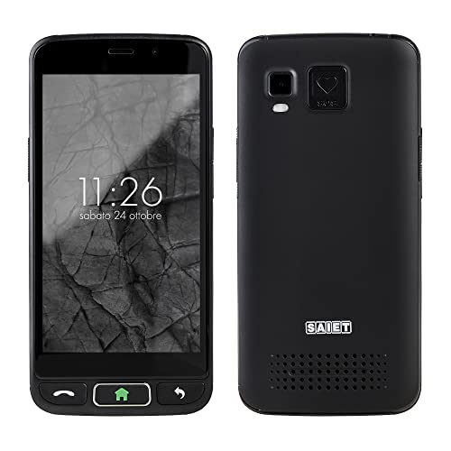 SAIET STS502 Cellulare Smart Senior Per Anziani Tasti Grandi E Lettere Grandi 4G Con Whatsapp Tasto SOS Android OS 10 (Nero)