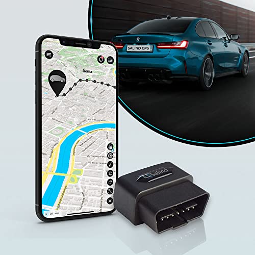 SALIND GPS Tracker auto, veicoli e camion con spina OBD2 - dispositivo di localizzazione auto con posizione - protezione antifurto per veicoli - monitoraggio online in tempo reale attraverso APP