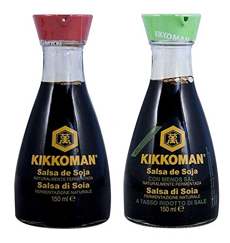 Salsa di soia Kikkoman, confezione da 2 pezzi (2 x 150 ml) Kikkoman Salsa di soia giapponese - bottiglia di design