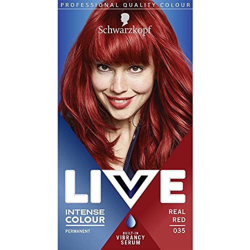 Schwarzkopf LIVE Intenso Colorazione per capelli Rosso Permanente Tinta per capelli, Siero Vibrancy Integrato, Rosso Reale 035