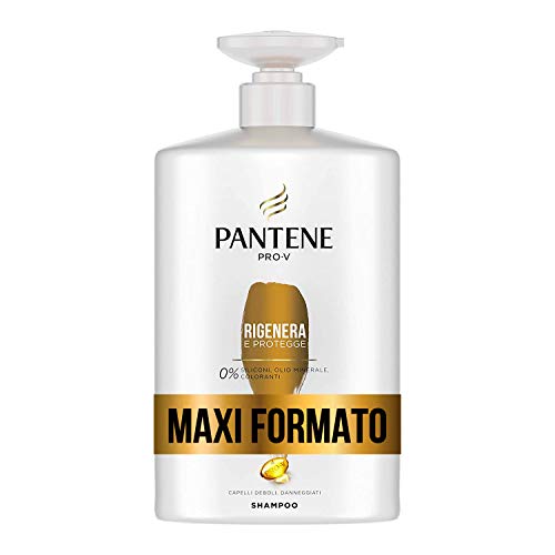 Shampoo Pantene Pro-V Rigenera & Protegge, Shampoo Capelli, per Capelli Deboli o Danneggiati, Protezione Cheratina, Ripara i Danni da Styling, 1000 ML