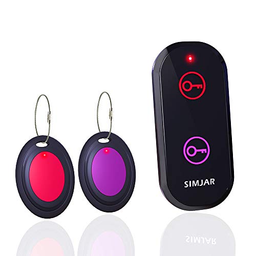 Simjar - Cerca chiavi essenziale, con 2 ricevitori e 1 trasmettitore, controllo remoto senza fili a radiofrequenza (RF), localizzatore per chiavi, portafoglio, telefono, bagagli