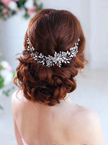 Simsly, decorazione per capelli a fascia, da sposa, con cristalli, accessorio per capelli, per sposa e damigelle d onore, colore: argento