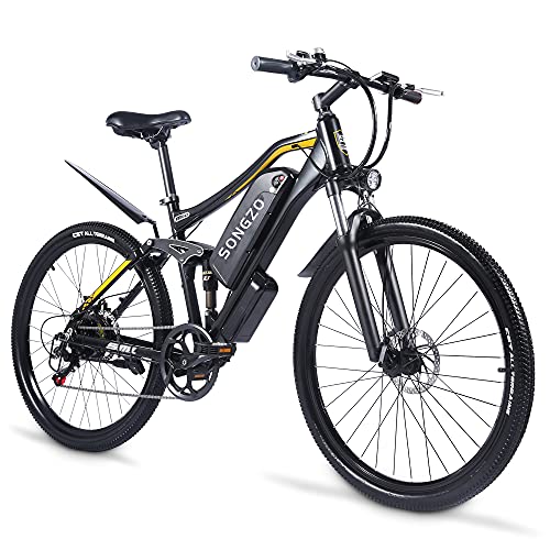 SONGZO Mountain Bike Elettriche da 27,5 pollici Bicicletta Elettrica con Batteria Agli ioni di Litio da 48 V 15 Ah, Bici Elettrica Shimano 7 Velocità per Adulti