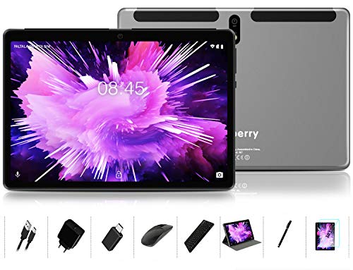 Tablet 10 Pollici MEBERRY 8-Core 1.6 GHz Tablet, 4GB+64GB(128GB Espandibili) Android 10 Pro Tablet PC, Mirroring| 8000mAh| Bluetooth| GPS| 5MP+8MP, Tablet con Tastiera & Mouse, Grigio(Solo WiFi)