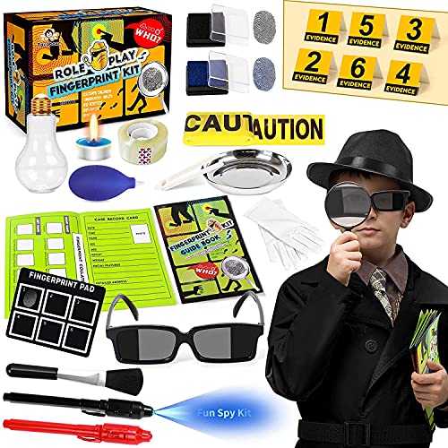 Tacobear Kit di Spionaggio Detective Giochi Detective e Investigazioni con Detective Costume Penna a Inchiostro Invisibile Giochi di Ruolo Gioco da Scientifici Regalo per Bambini 5 6 7 8 9 10 Anni