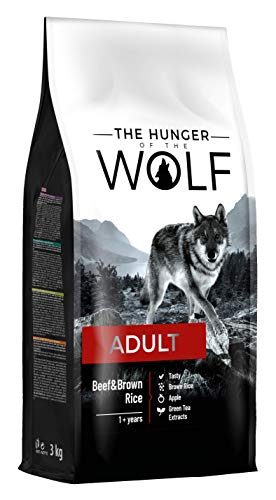 The Hunger of the Wolf Cibo secco per cani adulti di tuttle le razze, linea delicata a base di manzo e riso integrale - 3 kg