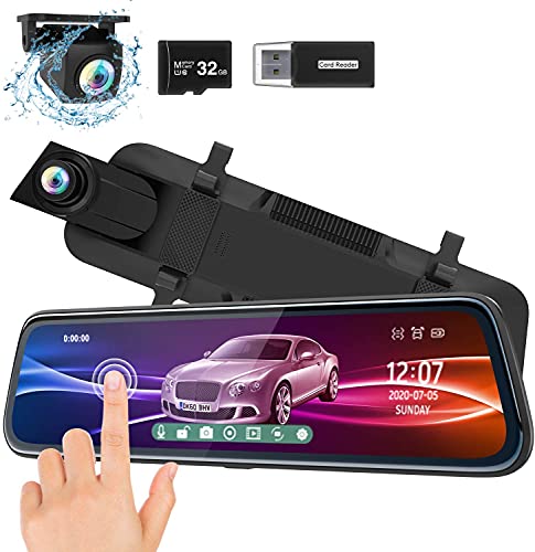ThiEYE Carview2 Dash Cam Specchietto 10  Touchscreen Telecamera per Auto [1080P 170 ° e 720P 170 °] G-Sensor, Registrazione in Loop, Monitor di Parcheggio con Scheda SD 32 GB