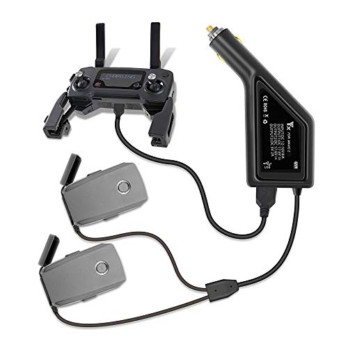 Tineer Caricabatteria da Auto 3in1 con Porta USB Caricatore remoto da Auto, Smartphone e Tablet per Accessori DJI Mavic 2 PRO e Zoom Drone