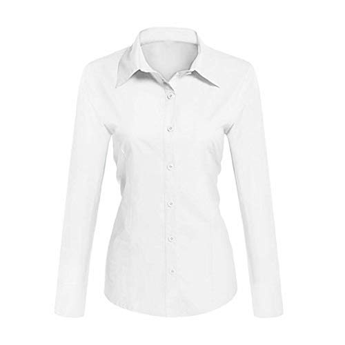 Toocool - Camicia Donna Slim Fit Manica Lunga Camicetta Blusa Aderente Cotone C-S020 [M,Bianco]