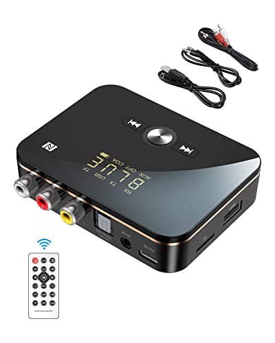 Trasmettitore Ricevitore Bluetooth 5.0, 2 in 1 NFC Adattatore Bluetooth RCA & 3.5mm AUX A2DP Bassa latenza Altoparlanti Stereo per TV, PC, Auto, Tablet, Cuffie, Altoparlanti, Stereo, MP3   MP4