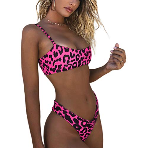 TSWRK Costume da Bagno Donna Sexy Intero Donna Bikini Set Trikini Mare Costumi Due Pezzi Leopardo