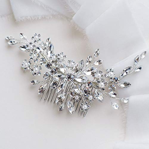 Unicra - Pettine per capelli da sposa, in cristallo, con diamanti s...