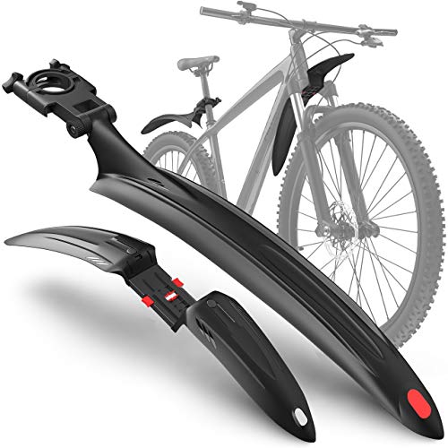 Velmia Parafango Bicicletta [MTB & ATB   24 ”- 29”] con Sospensione - Set Parafango per Protezione Schizzi e Sporco; con Riflettori