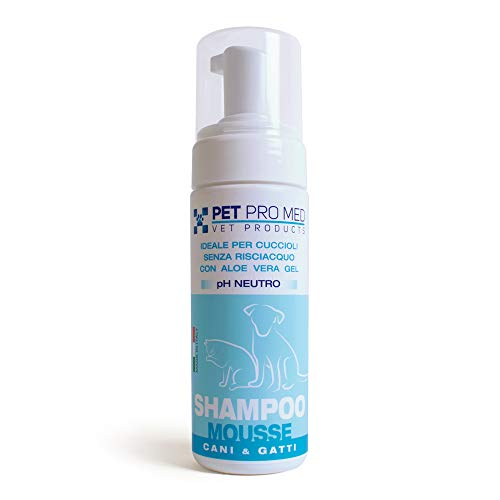 Virosac PetProMed - Shampoo Mousse - Ideale per il manto di cani e gatti, in particolare per i cuccioli - 1 flacone da 150 ml a PH neutro e aloe vera