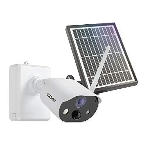 ZOSI C306 1080P Telecamera di sorveglianza WiFi per esterni, telecamera IP con batteria ricaricabile con pannello solare, audio bidirezionale, suono a colori per visione notturna e allarme luminoso