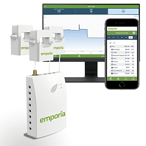 2 o 3 fasi Emporia Smart Home Energy Monitor, monitor di elettricità in tempo reale, contatore | Misurazione solare rete (solo monitor)