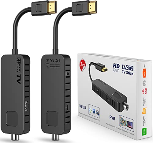 [2 Pack per Famiglia] Decoder Digitale Terrestre - Dcolor Decoder DVB-T2 cavo HDMI TV Stick, Supporto Nuovo Segnale H265 HEVC Main10   PVR   HD 1080P   Multimedia   USB WiFi [Incluso 2in1 Telecomando]