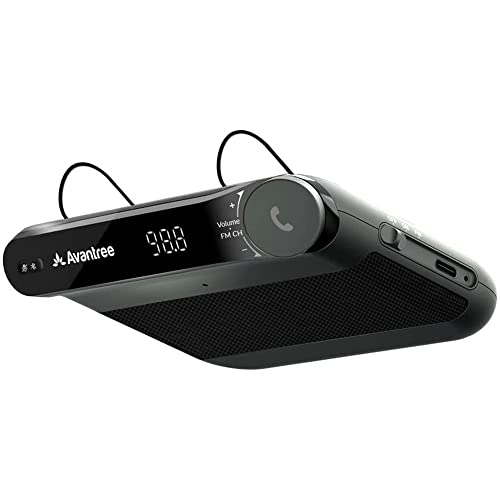 2022 Avantree Roadtrip Vivavoce kit Bluetooth per auto, altoparlanti da 6W HiFi Sound, trasmettitore FM da telefono a stereo, riduzione del rumore, On Off automatico, supporto per aletta parasole