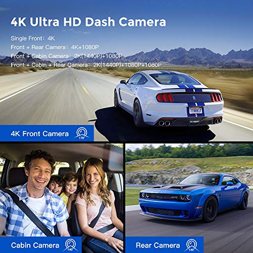 2K+1080P+1080P Dash cam, AZDOME 3-Channel (Front & Cabin & Rear) 3....