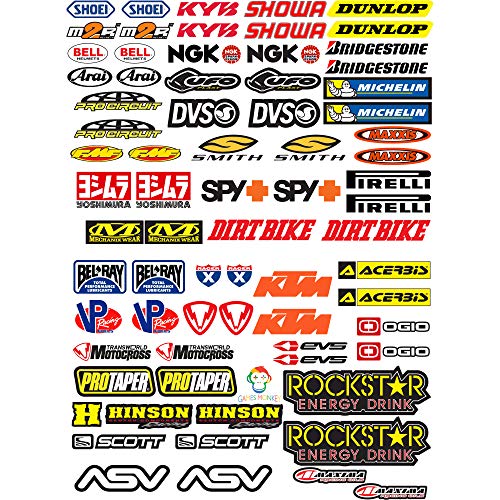 ADESIVI MOTO SPONSOR 73 Pz Sticker Motocross Grafiche Bici Mtb Comp...