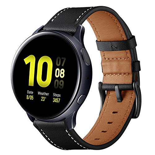 Aimtel Cinturino compatibile con Samsung Galaxy Watch Active2, cinturino in pelle da 40 mm 44 mm, cinturino in pelle da 20 mm per Galaxy Active 2, Galaxy Active 40 mm, Galaxy Watch 3 41 mm, nero