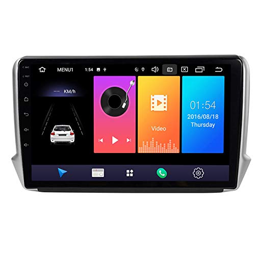 Amimilili 10.1  Android 9.0 Autoradio Bluetooth Stereo per Peugeot 2008 208 2014-2018 Auto Radio Supporto GPS FM AM USB Controllo del Volante Mirror Link,4 cores WiFi:1+16g