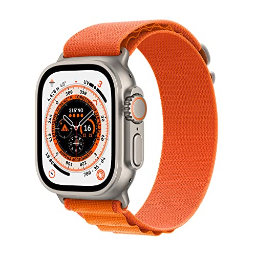 Apple Watch Ultra GPS + Cellular, Cassa 49 mm in titanio con Alpine Loop arancione - Medium