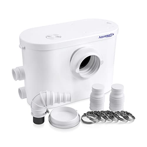 Aquamatix Silencio 3 Trituratore Pompa Maceratore per WC, Doccia, Vasca, Lavandino Silenzioso con filtro a carbone integrato 400W