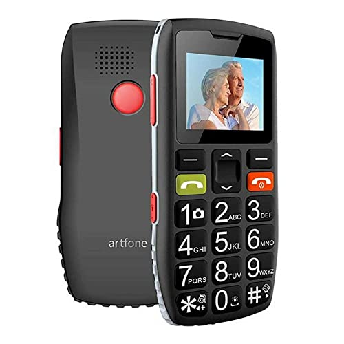 Artfone C1 Telefono Cellulare per Anziani con Tasti Grandi | Funzione SOS | 1.77  Display | Doppia SIM | Chiamata Rapida | Torcia | Radio Suono Alto | Batteria Lunga Durata