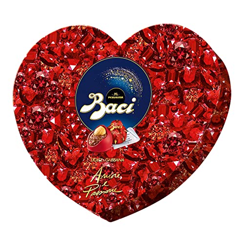 BACI PERUGINA Cioccolatini, Limited Edition Red Preparazione Dolciaria con Nocciole e Granella al Gusto di Lampone Scatola Cuore 100g
