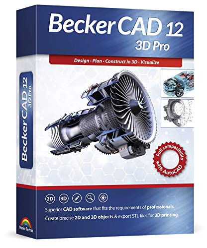 Becker CAD 12 3D PRO - sophisticated 2D and 3D CAD software for professionals - for 3 PCs - 100% compatible with AutoCAD - Windows 11, 10, 8.1, 7