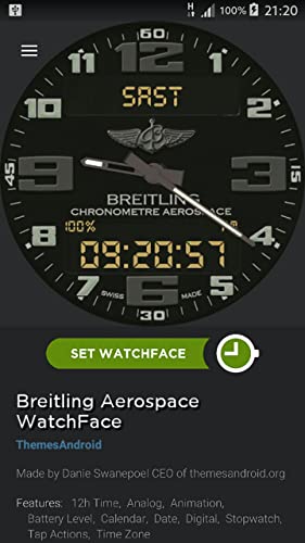 Breitling Aerospace World Timer Watch Face Android wear wmwatch...