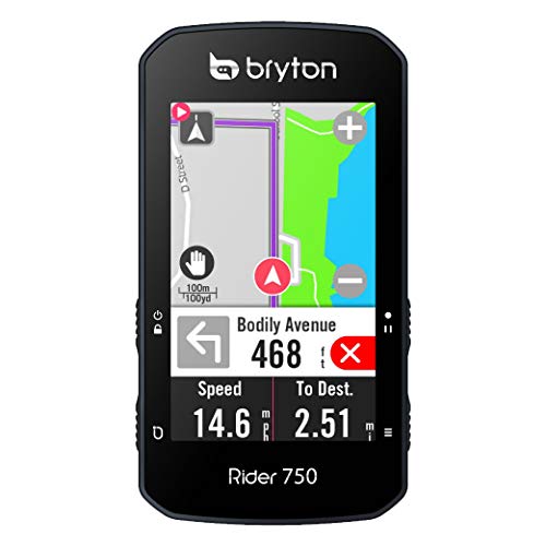 Bryton Rider 750E Ciclo Computer GPS, Display Touchscreen da 2.8  con Supporto Frontale in Alluminio