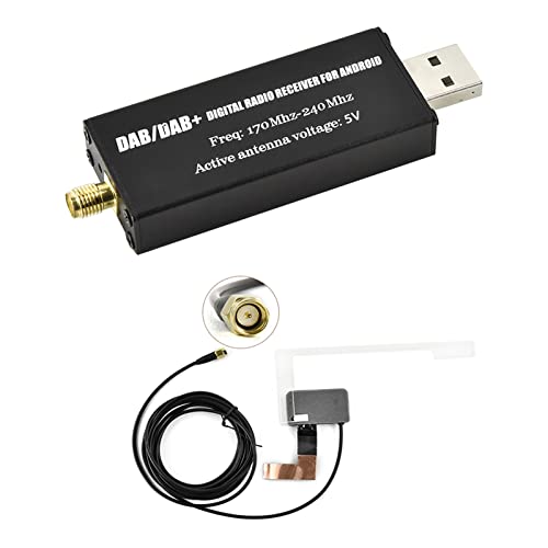 CAMECHO Kit per Auto DAB Ricevitore Radio con Antenna per Autoradio Android 2 Din 1 Din, DAB+ Trasmissione Audio Digitale, Frequenza DAB 170-240 MHz, Compatibile con DAB ETSI 300 401 Standard