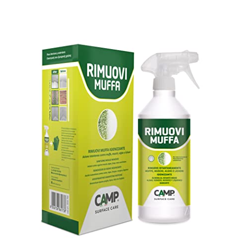 Camp RIMUOVI MUFFA, Antimuffa igienizzante professionale, Elimina rapidamente muffe, funghi, muschi e alghe, 750ml