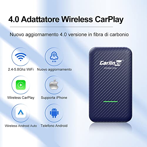 Carlinkit 4.0 Wireless Apple CarPlay e Android Auto 2 in 1 Adattato...