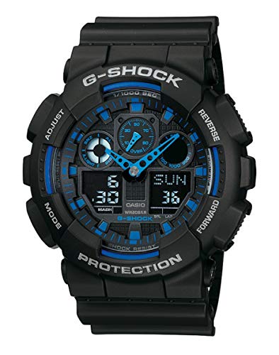 Casio GA-100-1A2ER G-Shock Orologio per Uomo, Analogico - Digitale, Impermeabile fino a 20 bar, Azzurro Nero