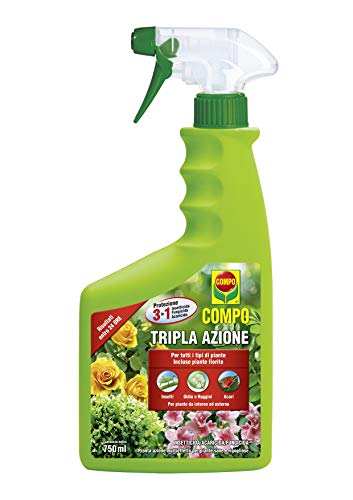 COMPO Tripla Azione PFnPO, Insetticida-Fungicida-Acaricida pronto all uso, Per Piante Ornamentali e da Fiore di tipo arbustivo ed erbaceo, 750 ml