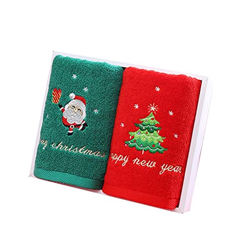 Confezione da 2 asciugamani natalizi in puro cotone 100% asciugamani da bagno decorativi per piatti, set di asciugamani natalizi con motivo natalizio
