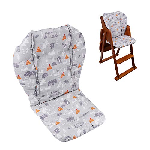 Cuscino per seggiolone, cuscino per seggiolone, morbido e confortevole, leggero e traspirante, rende il bambino seduto più confortevole (modello grigio foresta animale)