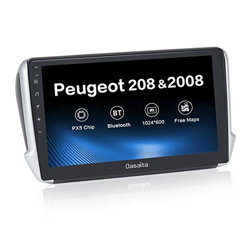 Dasaita Autoradio Bluetooth Autoradio per Peugeot 2008208 2012 2013 2014 2015 2016 2017 2018 Android 10.0 Singolo Din 4 + 32g Dab WiFi GPS Stereo RDS Accessori